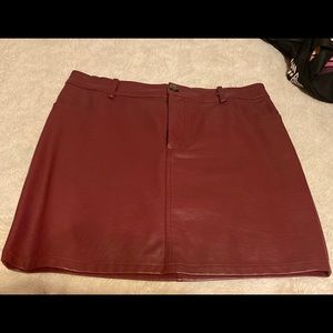 Faux leather red skirt
